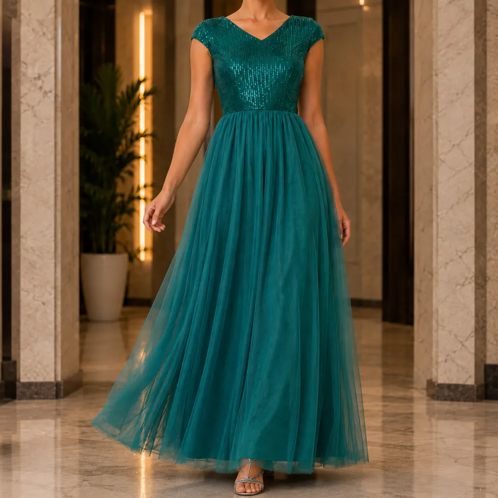Sequin A-Line Maxi Dress