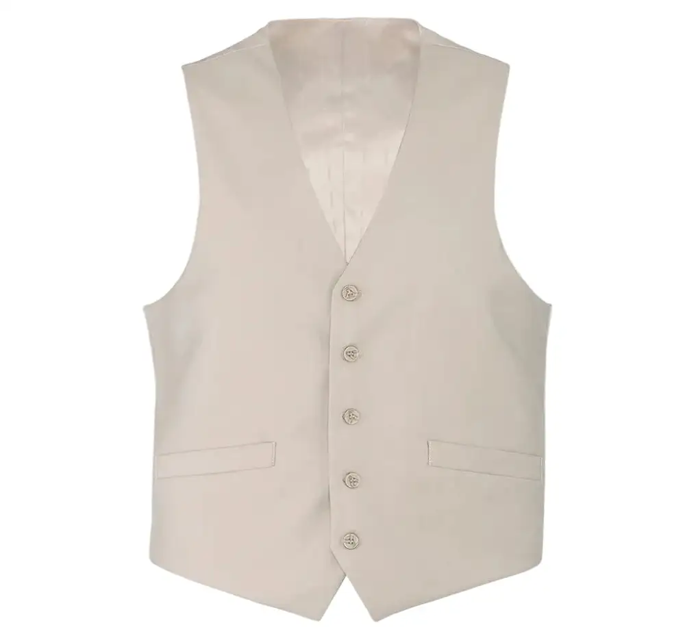 Beige Regular Fit Five Button Dress Vest