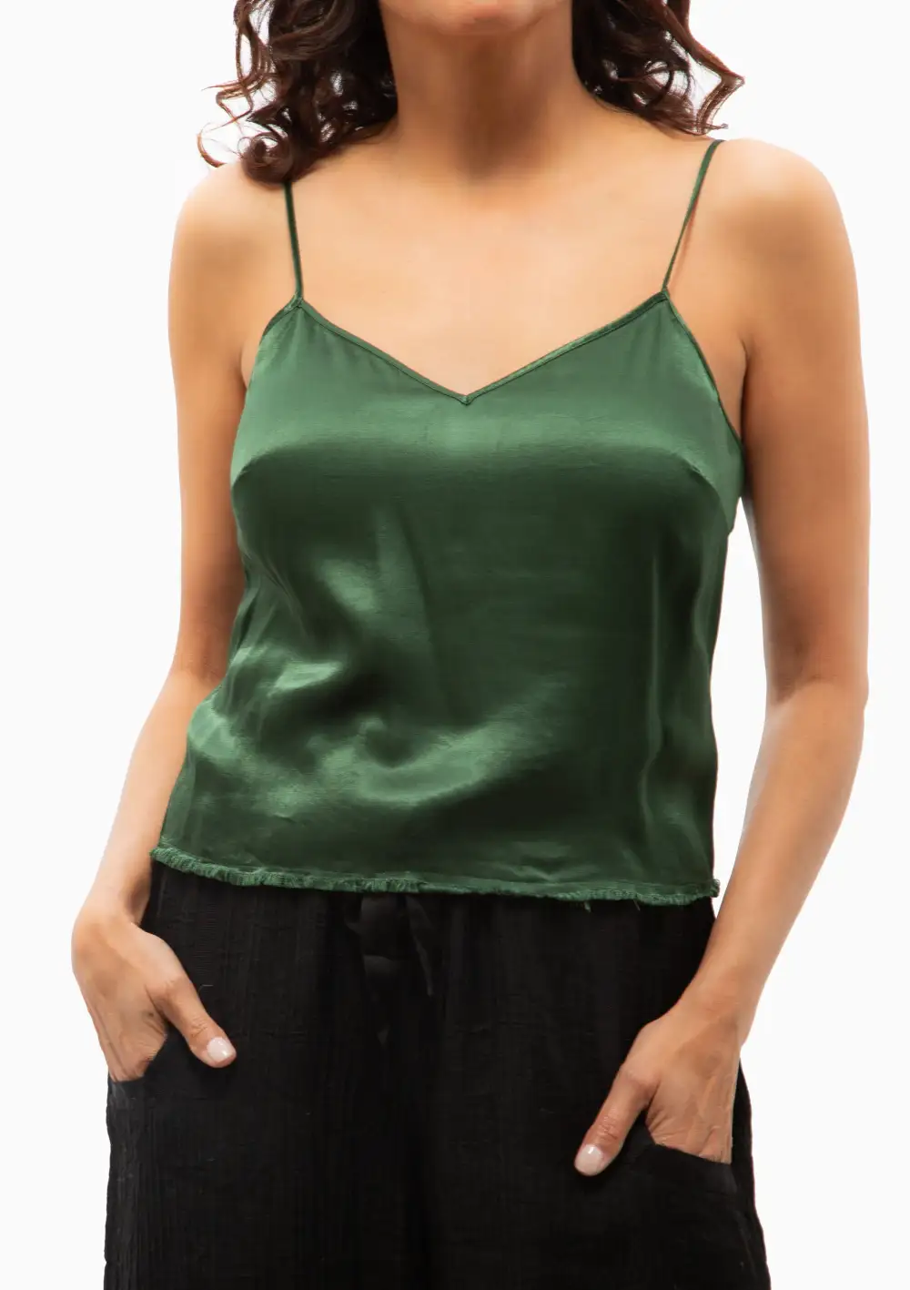 Cropped Satin Cami Top