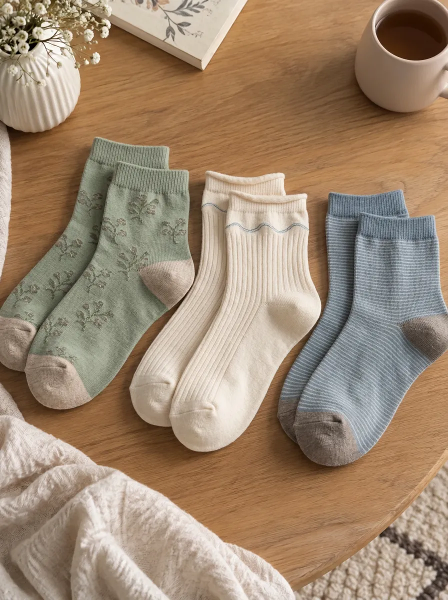 Women's Floral Striped Pattern Printed 3-Pack Socks