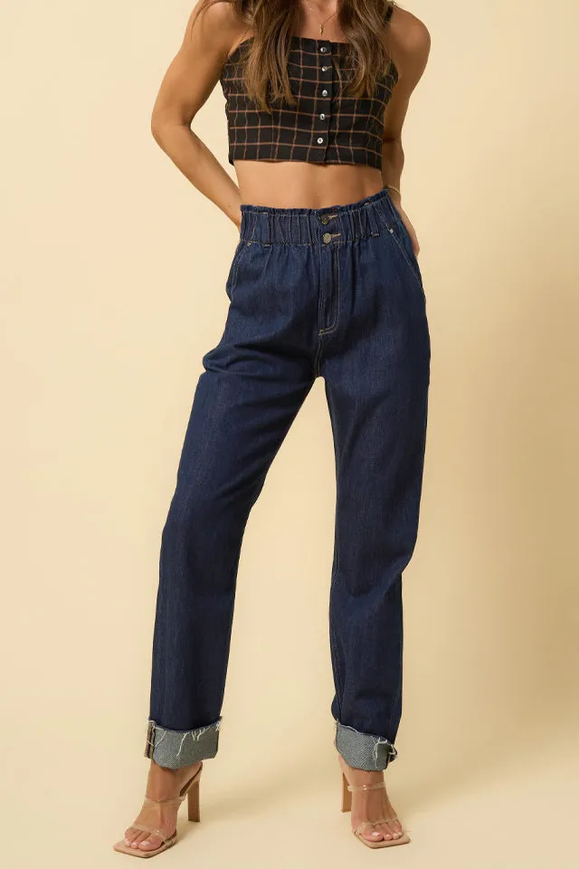 Women's High Waist Trouser Rigid Denim Jeans