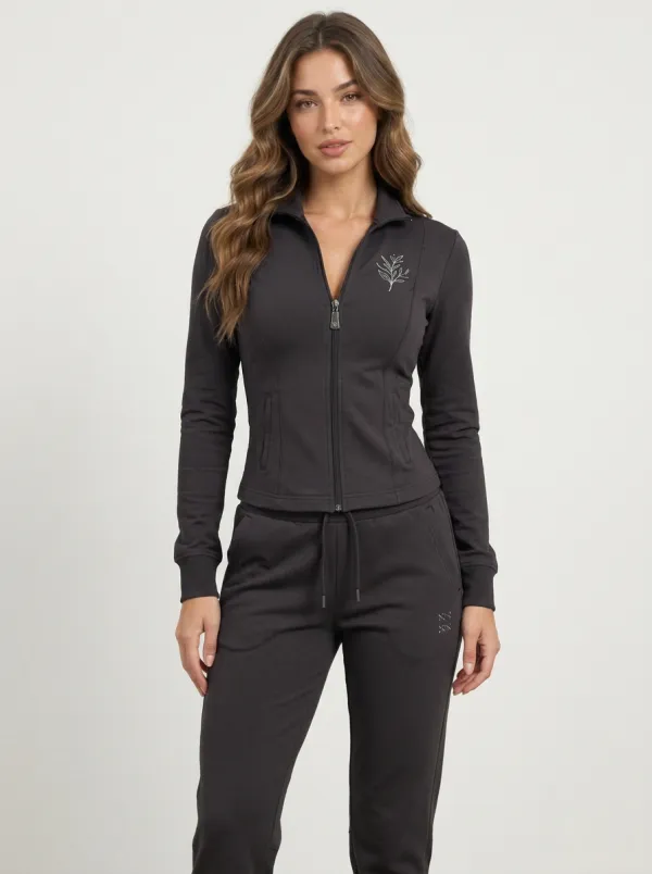 Women's Olive Green Minimalist Leaf Tracksuit