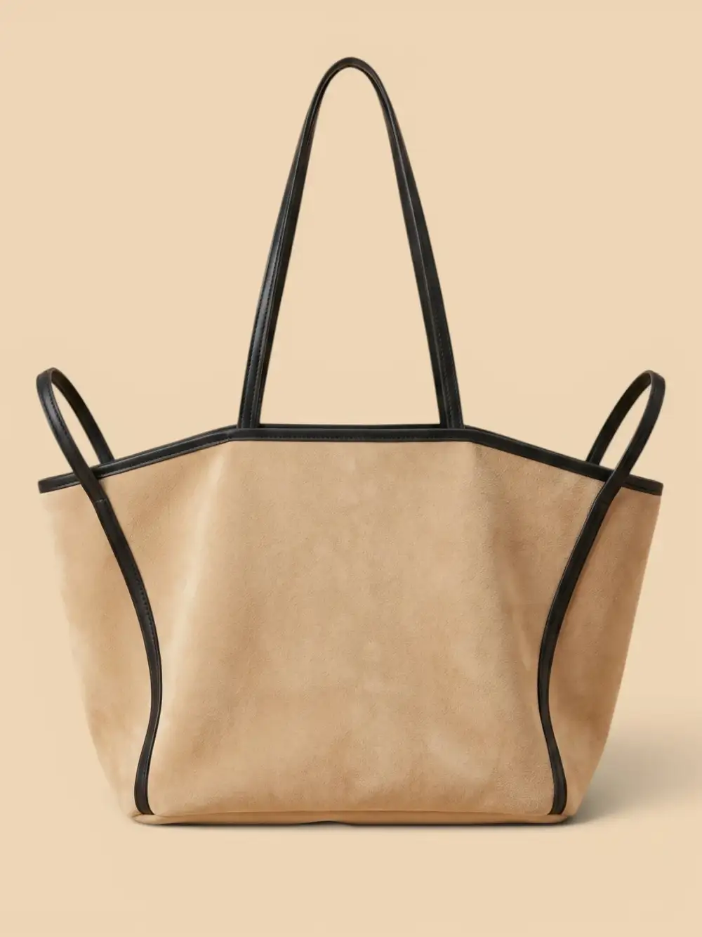 School Large Capacity Suede Look Tote Bag