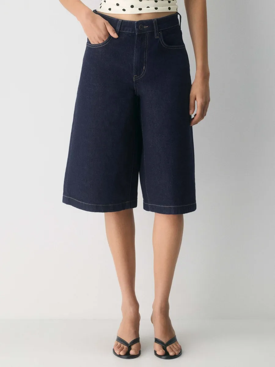 Minimalist High-Waist Denim Shorts