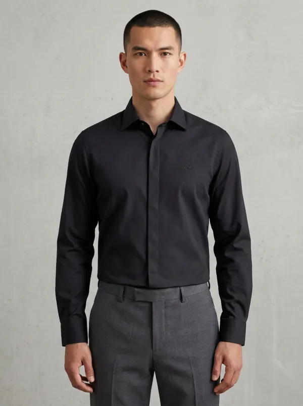 Men's Mountain Minimalist Embroidered Non-Iron Cotton Shirt