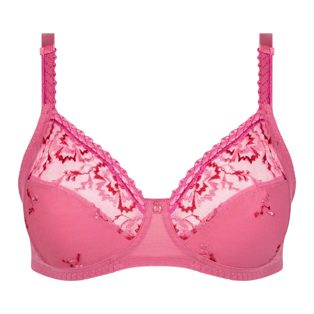 Women's Wireless Racerback Adjustable Straps Floral Lace Embroidery Mesh Floral Detail Sheer Detail Bra