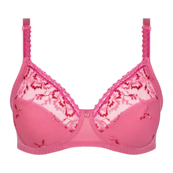 Women's Wireless Racerback Adjustable Straps Floral Lace Embroidery Mesh Floral Detail Sheer Detail Bra
