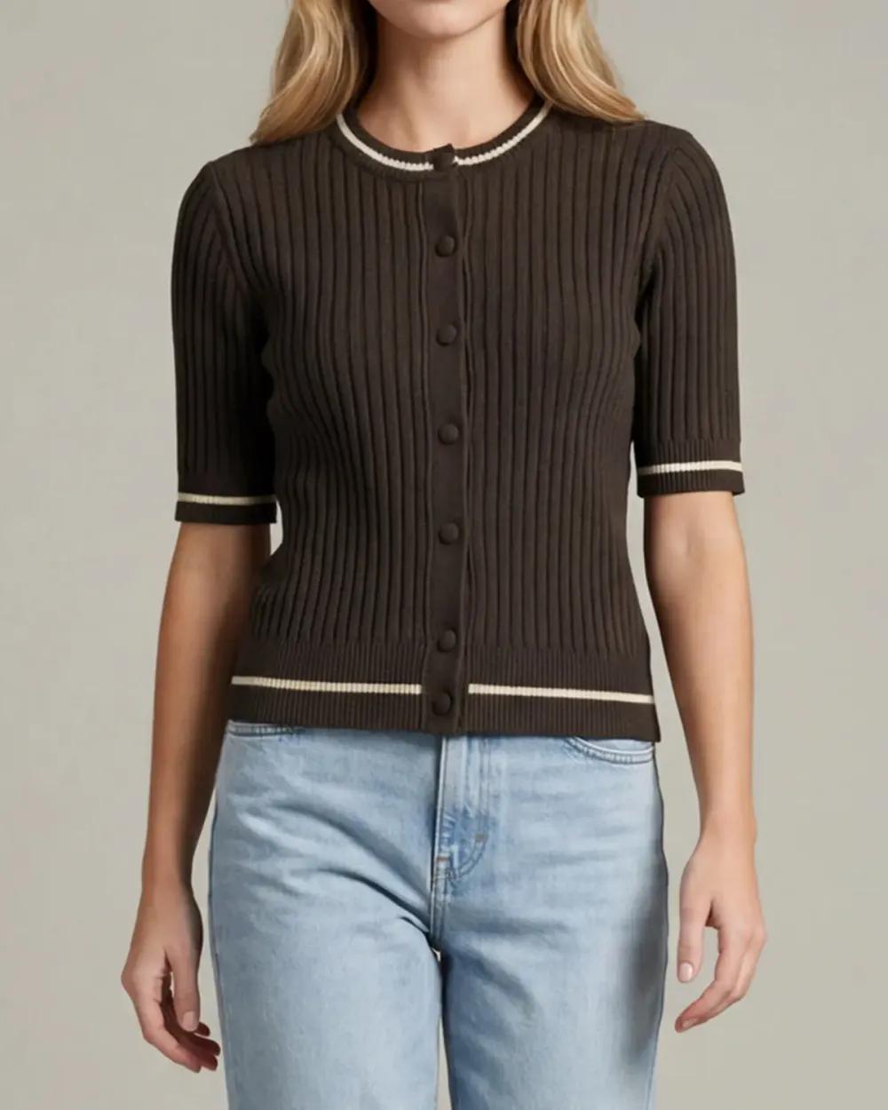 Contrast Edge Knit Cardigan