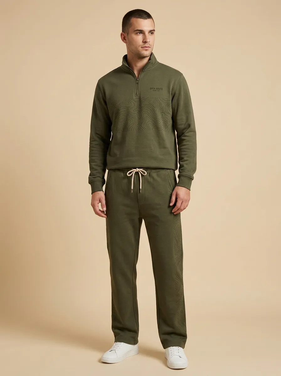 Men's Everyday Outdoor Adventure Topographic Print Jogger Set
