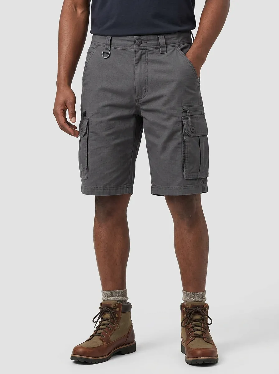 Men's Button-Flap Pockets D-Ring Reinforced Stitching Cargo Shorts