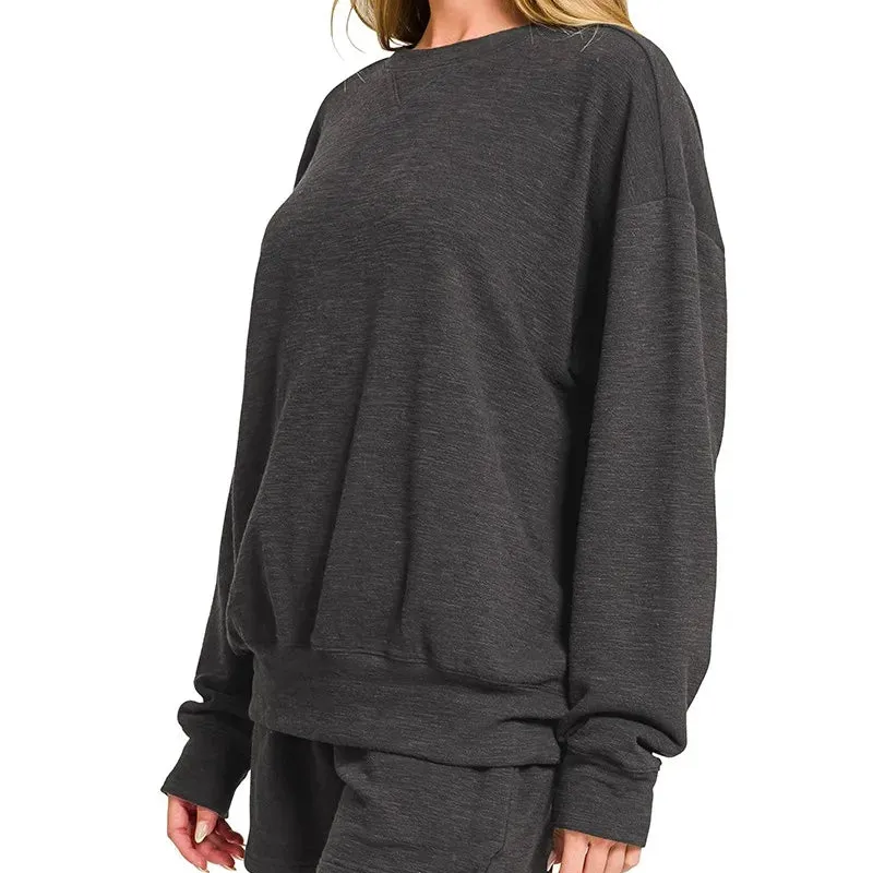 Slub Long Sleeve Top and Shorts Set