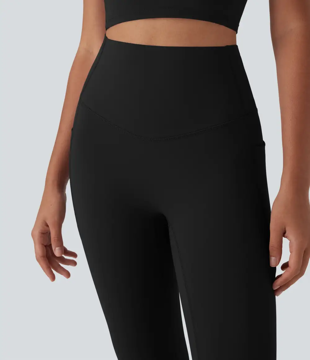 UltraSculpt Cool Quick Dry SoCinched High Waisted Tummy Control Yoga Bootcut Leggings-UPF 50+ with Pockets