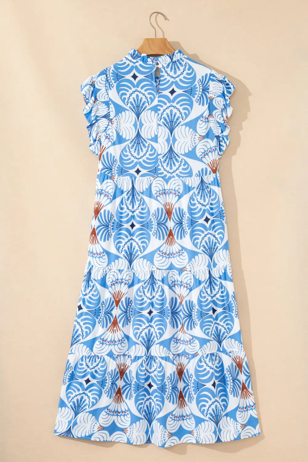 Soft Touch Printed Flutter Sleeve Dress