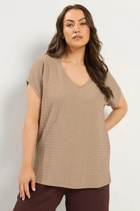 Natural Beige Textured T-Shirt