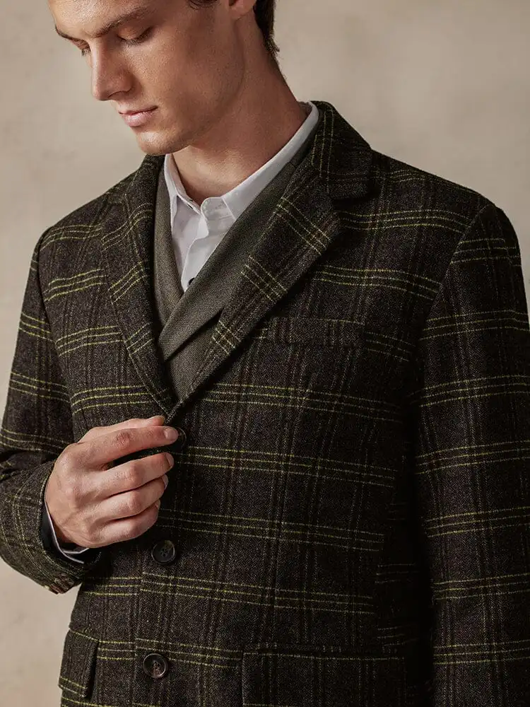 Wool Blend Linen Blend Blazer Jacket