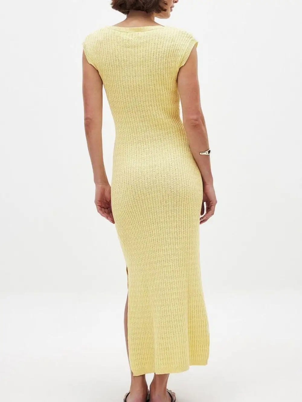 Knit Slit Sleeveless Midi Dress