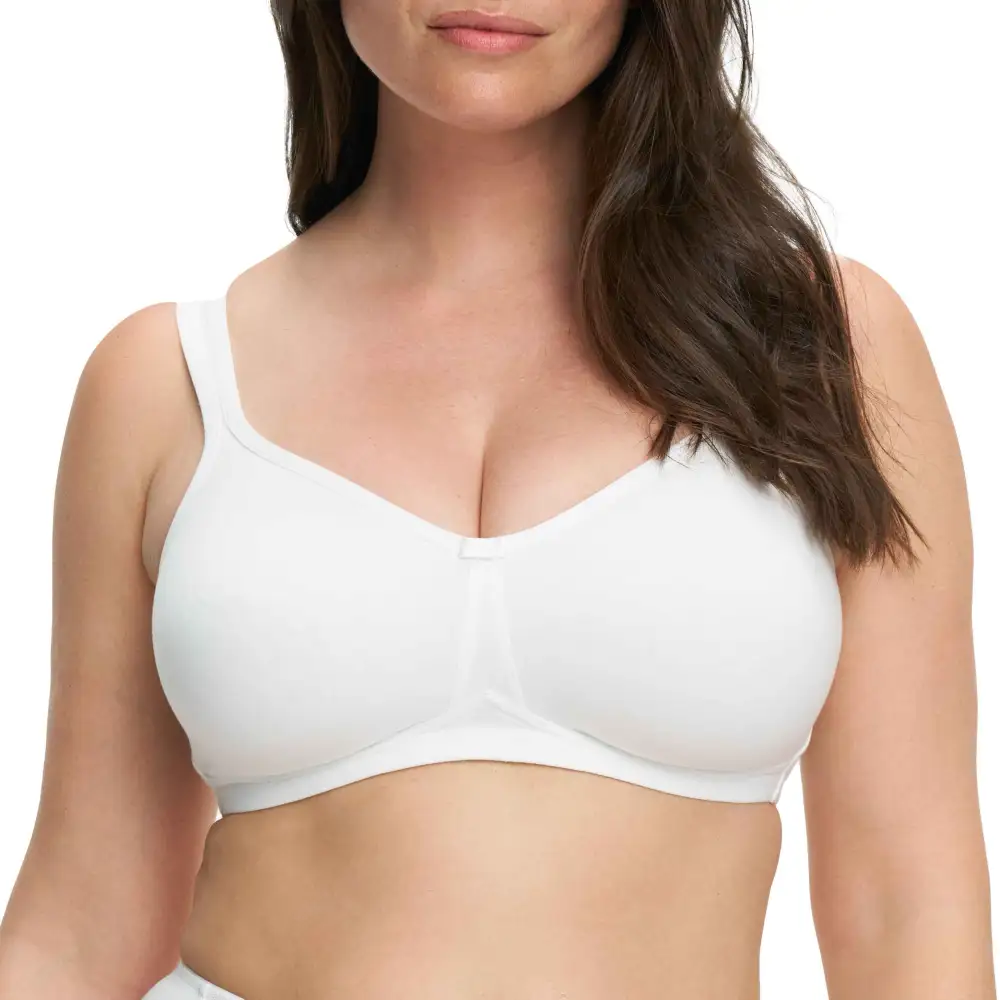 Women's Wireless Molded Seamless Adjustable Straps Cotton Blend Bra