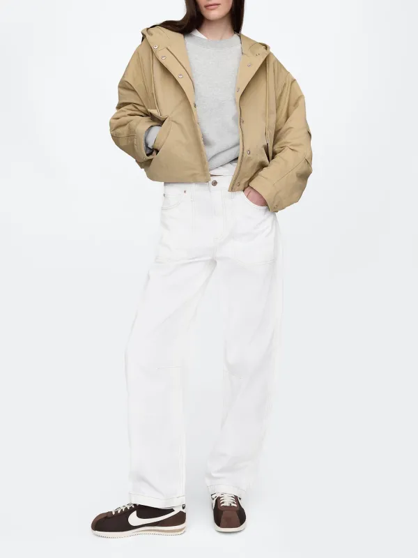 Solid Color Drawstring Hat Jacket