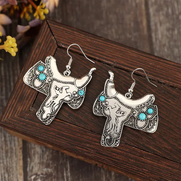 Turquoise Metal Drop Earrings
