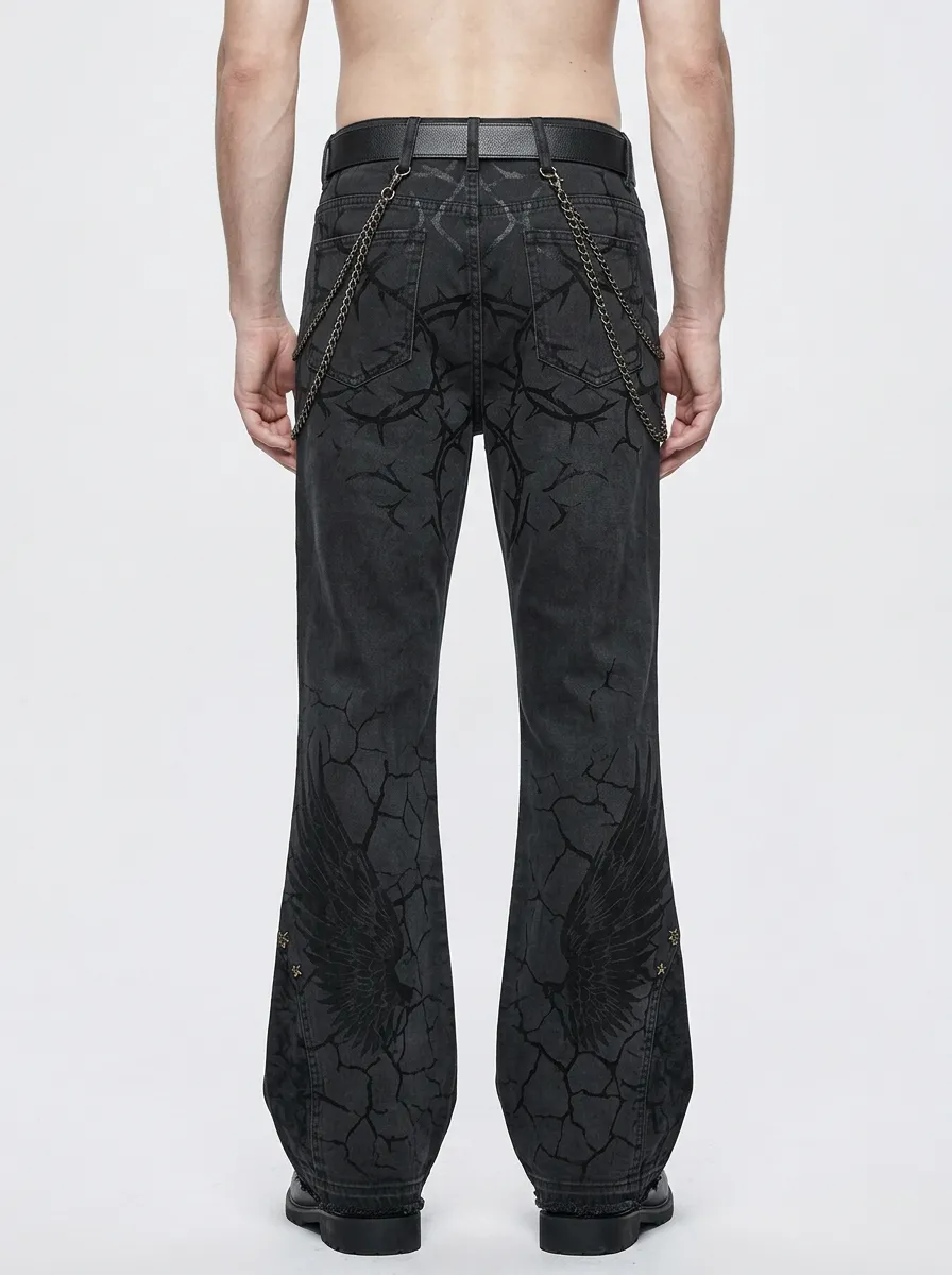 Shadow Thorn Wing Silhouette Men's Gothic Pants