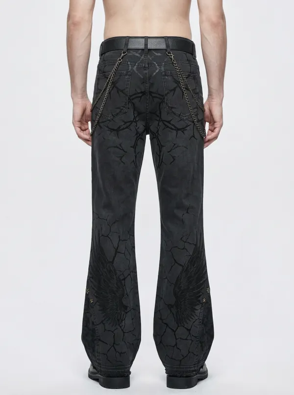 Shadow Thorn Wing Silhouette Men's Gothic Pants