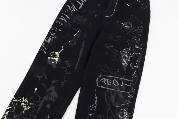 Wide-Leg Graphic-Print Jeans