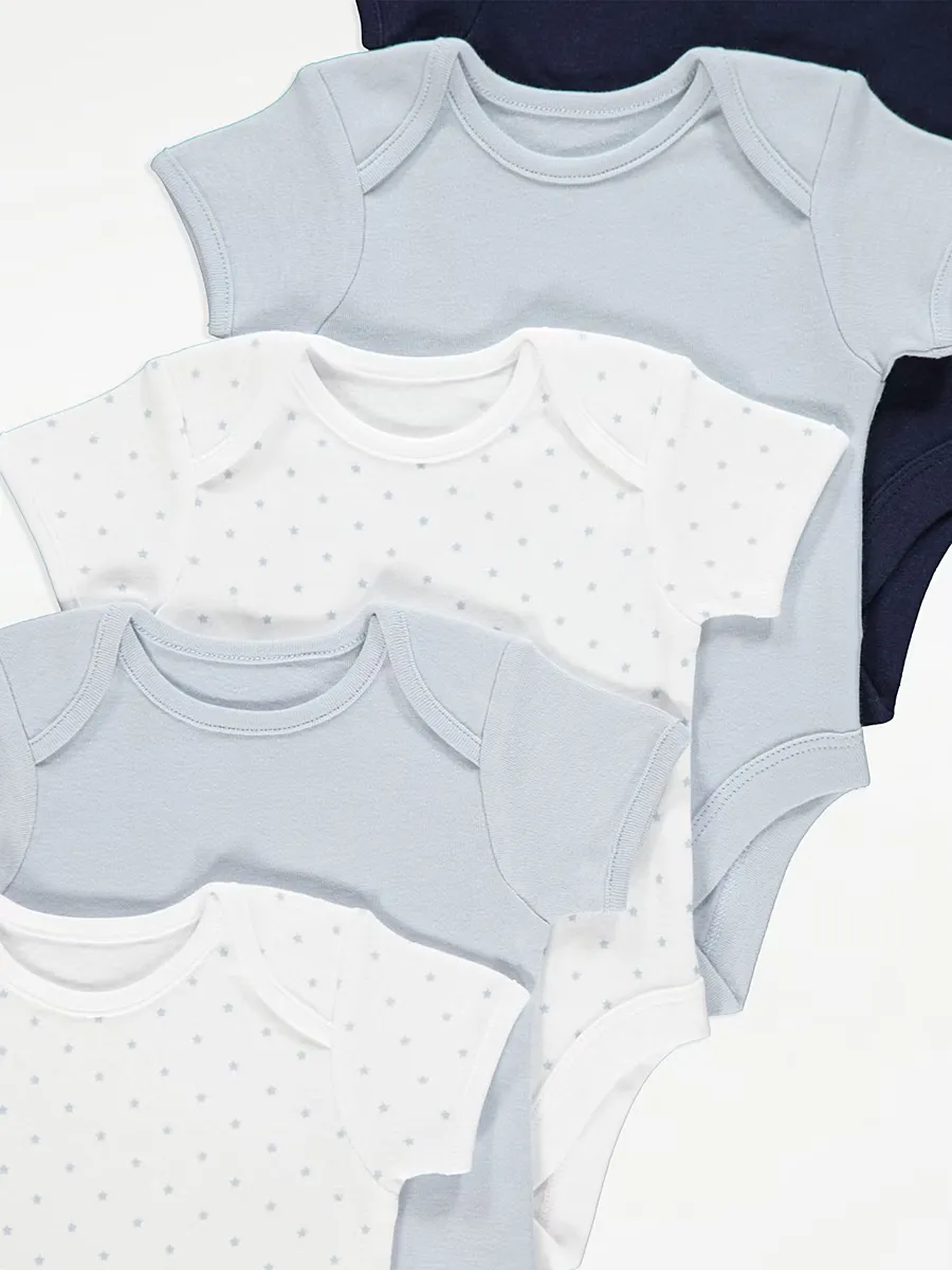Blue Short Sleeve Bodysuits 5 Pack