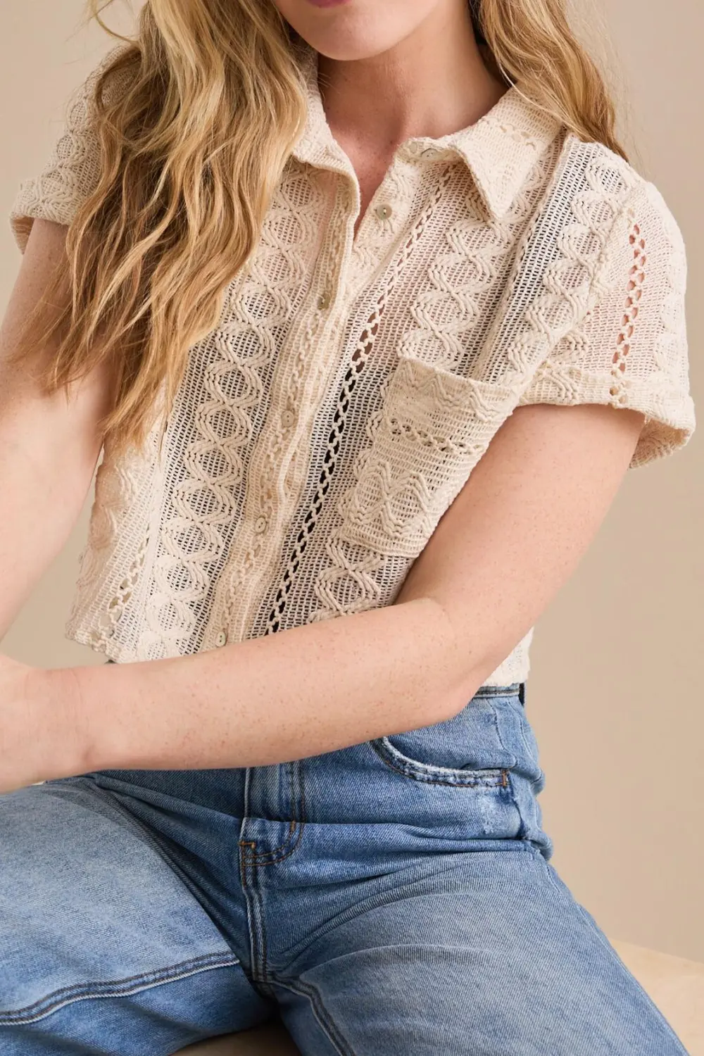 Crochet Button Up Shirt