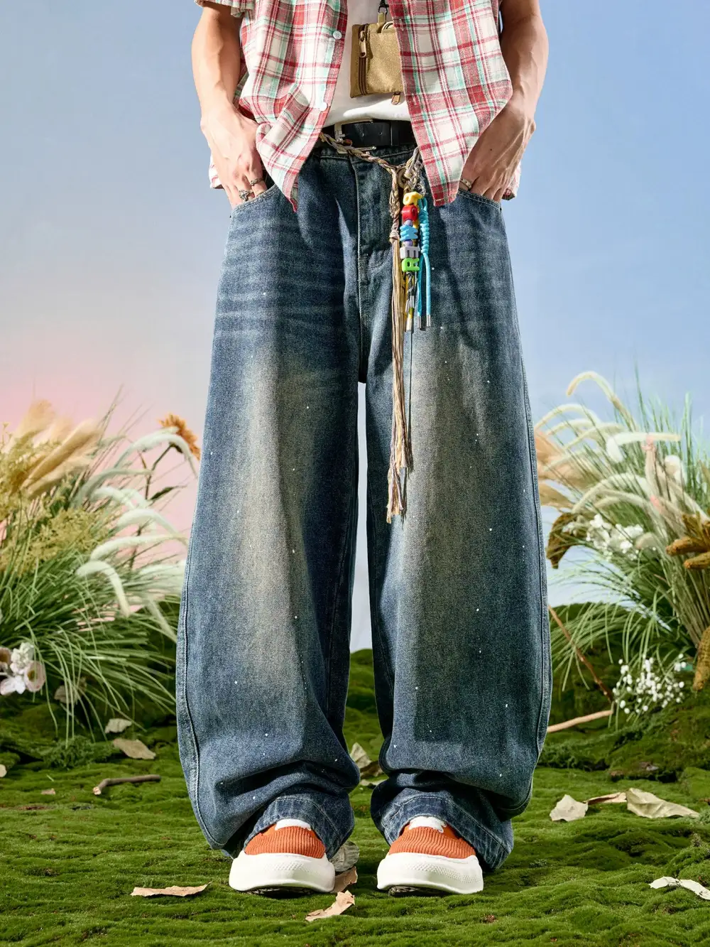 Paint Speckled Ultra Wide Leg Jeans
