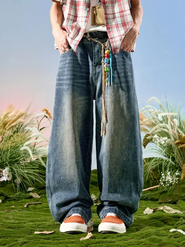 Paint Speckled Ultra Wide Leg Jeans