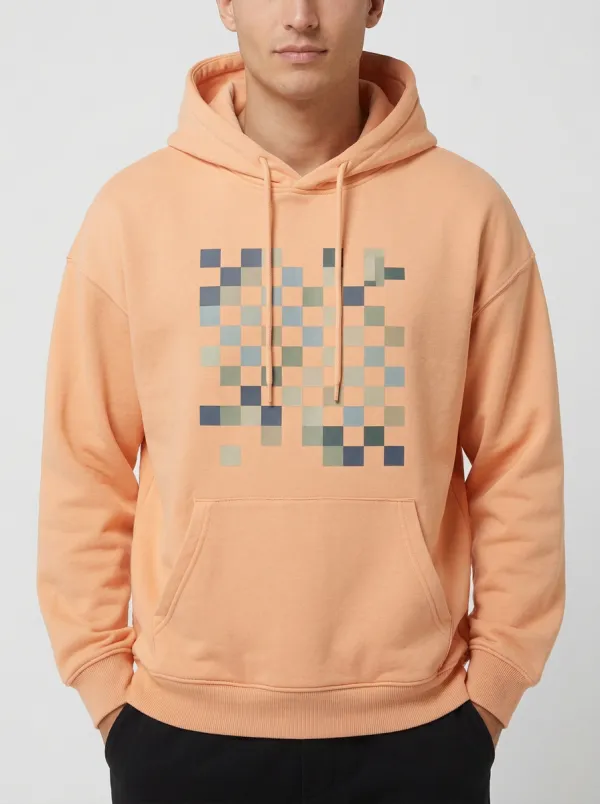 Men's Geometric Pixel Art Pattern Print Hoodie