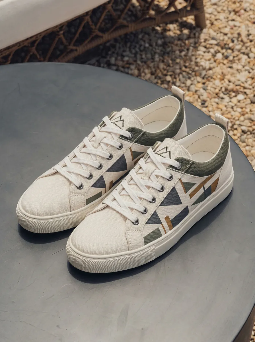Mountain Geometric Canvas Sneakers