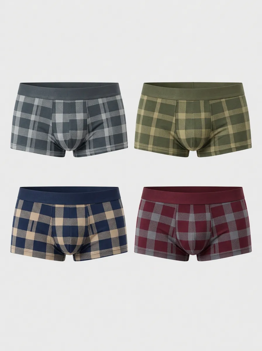 Men's Summit Plaid Pattern Multi-Pack Printed Boxer Briefs