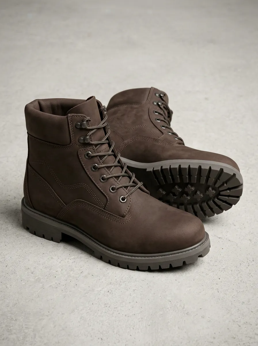 Unisex Leather Casual Print Work Boots