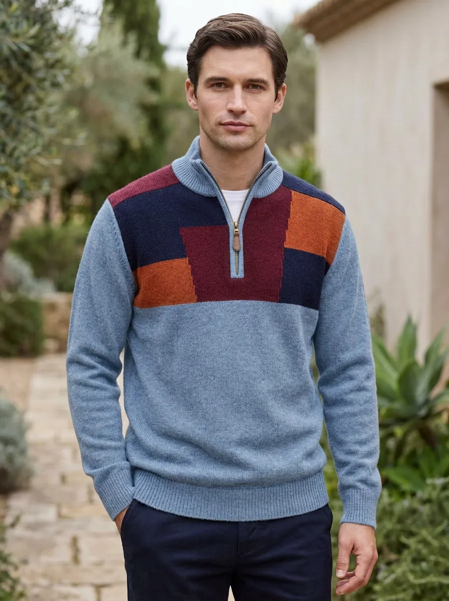 Half-Zip Colorblock Men's Half-Zip Sweatshirt