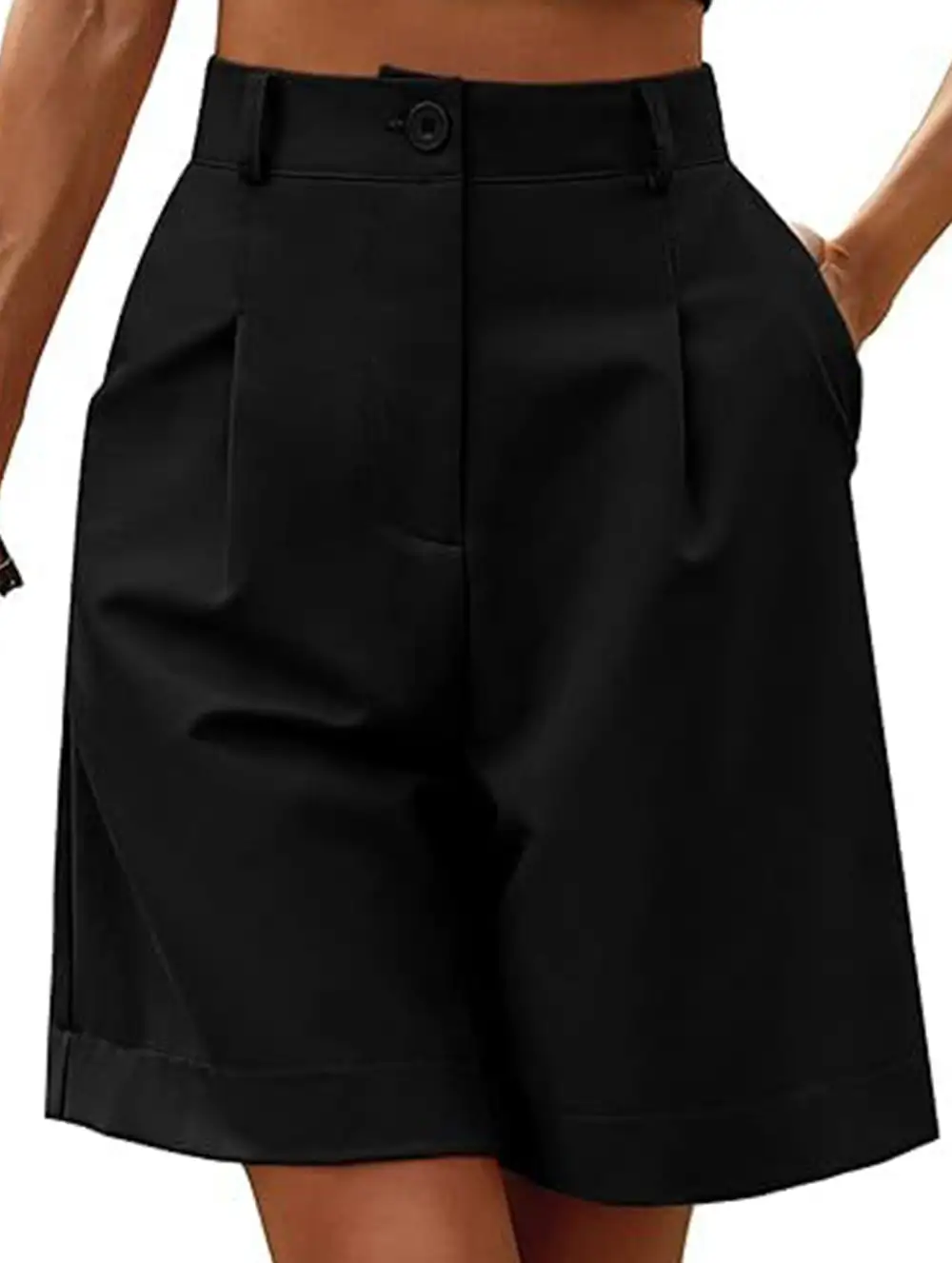 High-Waist Wide-Leg Suit Shorts