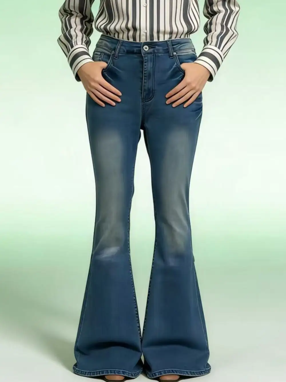 Vintage Wash High-Waisted Flare Jeans