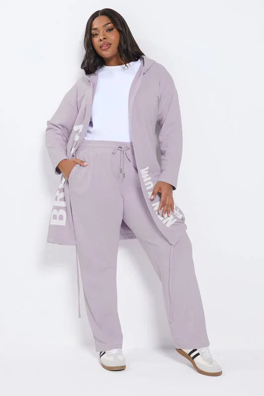 Purple 'BRKLYN' Slogan Longline Hoodie detail 2