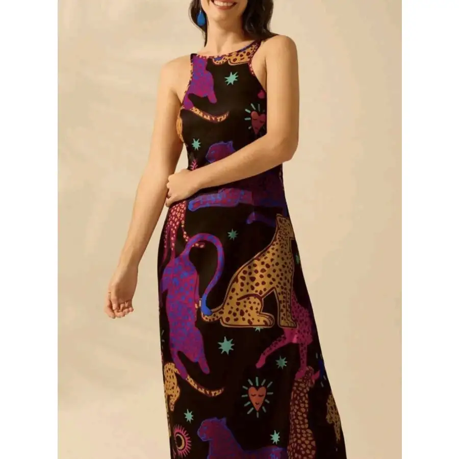 Soft Printed Sleeveless Maxi Dress