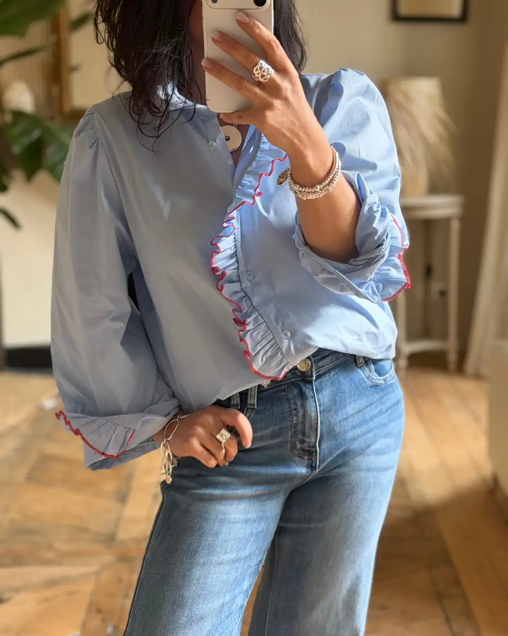 Polished Cotton Relaxed-Fit Blouse
