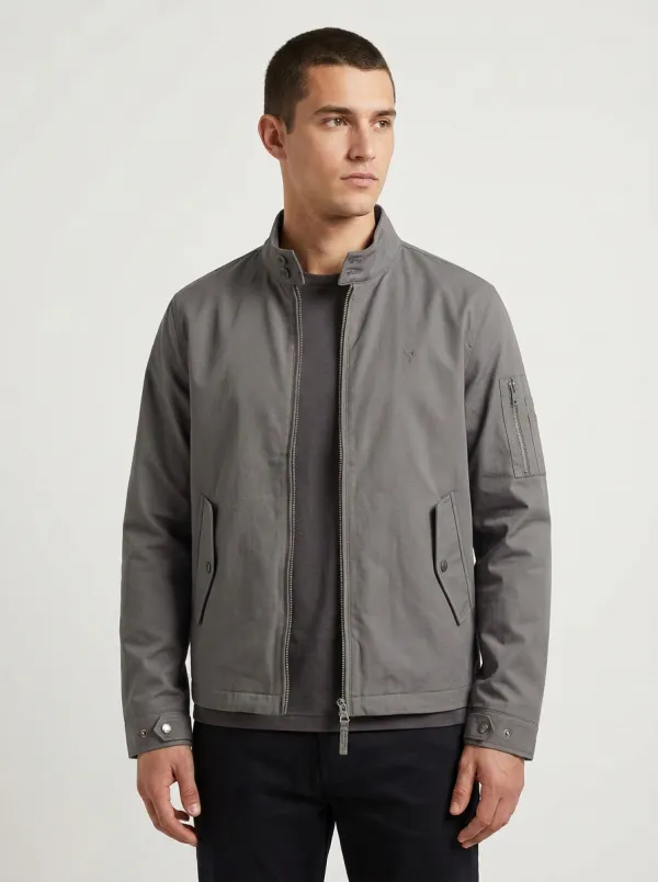 Men's Military Style Olive Green Stand Collar Bomber Jacket