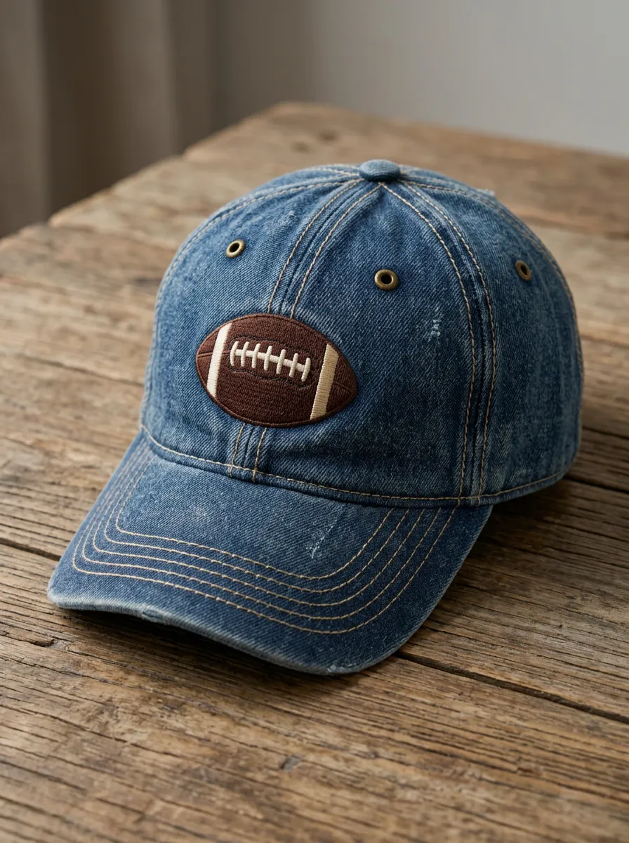 Unisex American Football Lover Embroidered Ball Denim Baseball Cap