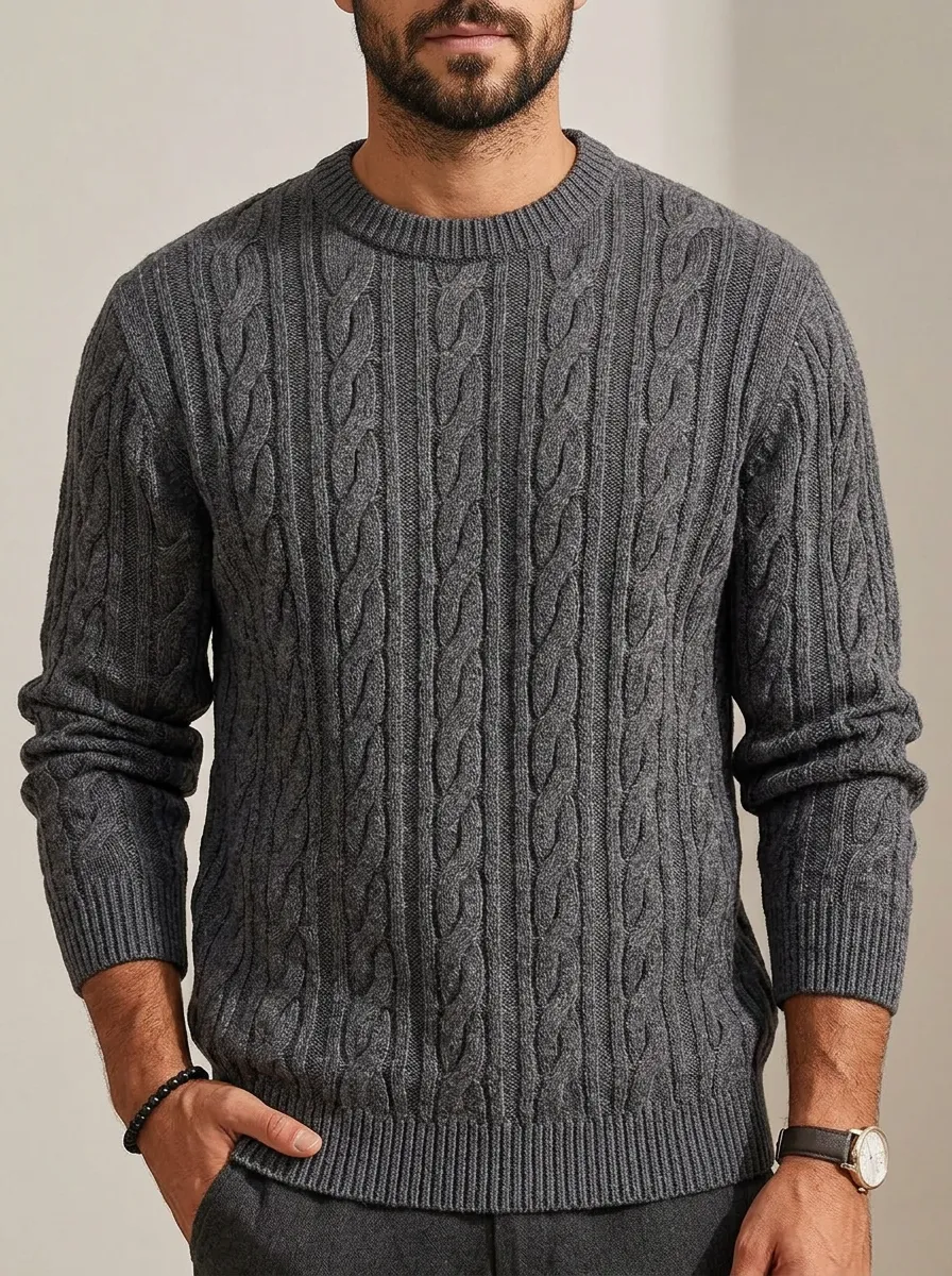 Men’s Ribbed Cable-Knit Weekend Sweater