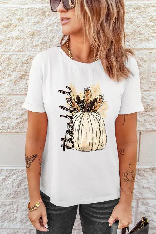Polished Round-Neck Short-Sleeve Graphic T-Shirt