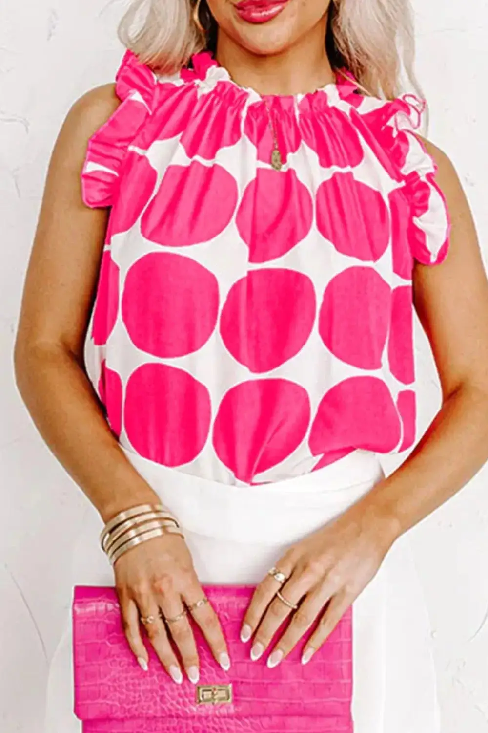 Round-Neck Polka-Dot Tank Top