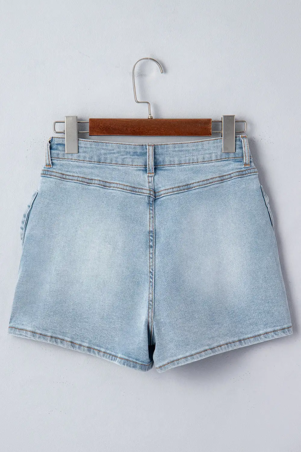 High Waist Pocketed Bow Detail Denim Shorts