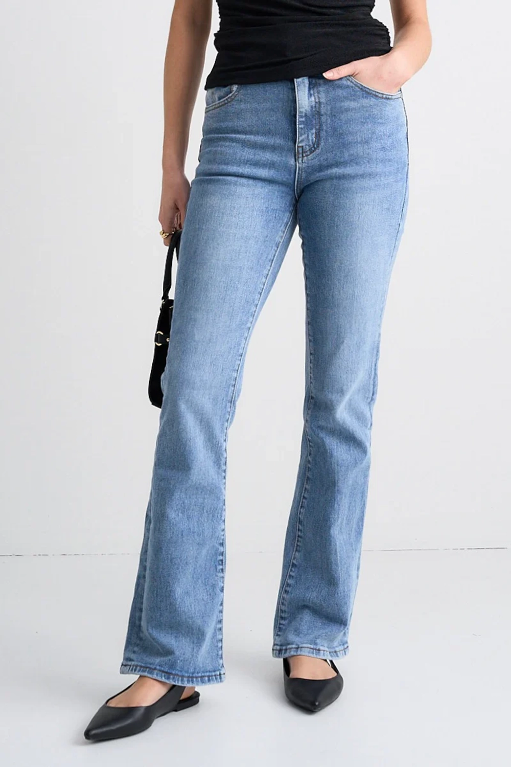Blue Denim Straight - Leg Jeans