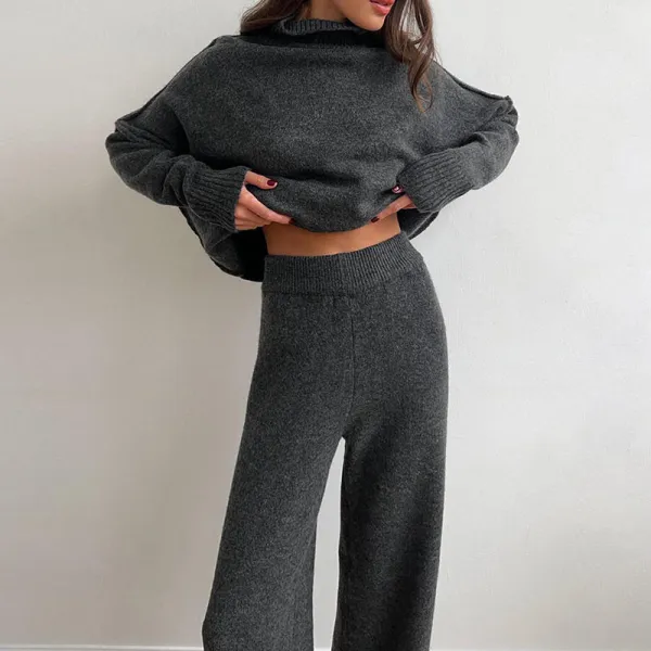 High Neck Sweater Pants Set