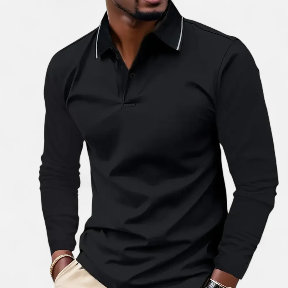 Rugby Style Breathable Long Sleeve Polo Shirt