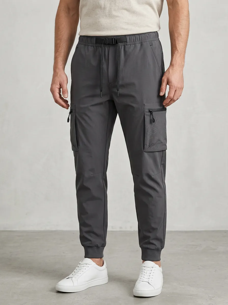 Outdoor-Inspired Geometric Graphic Print Street Look Men's Cargo Jogger Pants